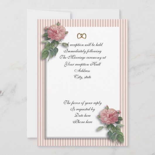 Hochzeitseinladung Vintage Rose Shabby Chic Einladung (Rückseite)