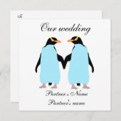 Hochzeitseinladung von Gay, Pastel Pinguins Einladung (Vorne/Hinten)