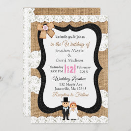 Hochzeitseinladung von Lace und Burlap Einladung