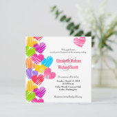 Hochzeitseinladung von pulsierenden Herzen Einladung (Stehend Vorderseite)