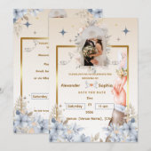 Hochzeitseinladung | Vorlage für Namen und Datum (Vorne/Hinten)
