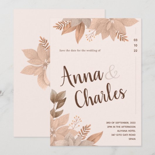 Hochzeitseinladung Vorlagen (Vorne/Hinten)