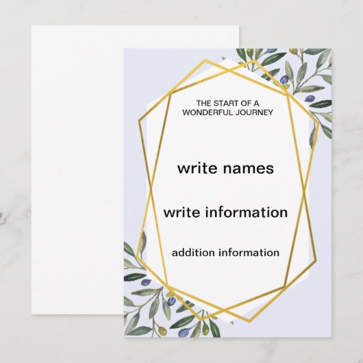 Hochzeitseinladung Vorlagen (Vorne/Hinten)