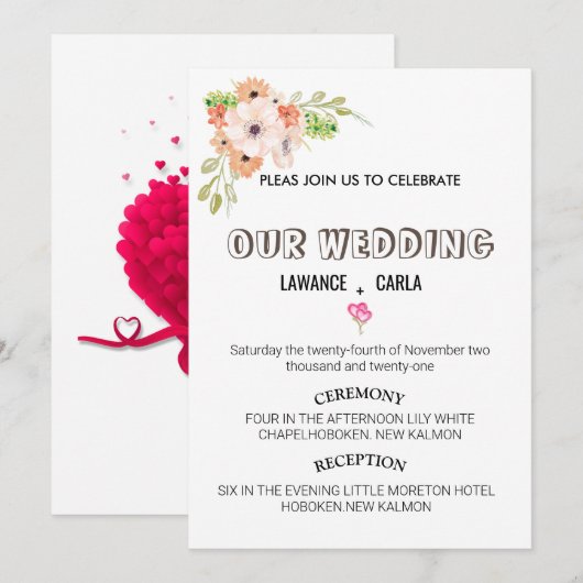 Hochzeitseinladung Vorlagen (Vorne/Hinten)