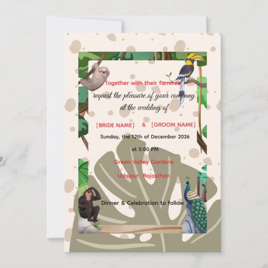 Hochzeitseinladung Waldtiere Einladung (Vorderseite)