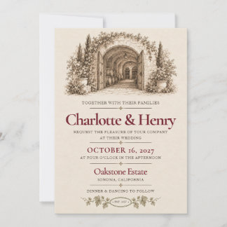 Hochzeitseinladung Weingut Vintage Weinkeller Einladung