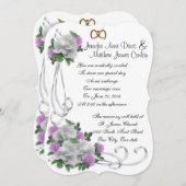 Hochzeitseinladung Weiß und Lavendel Rose Einladung (Vorne/Hinten)