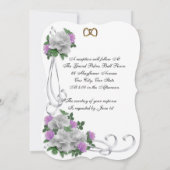 Hochzeitseinladung Weiß und Lavendel Rose Einladung (Rückseite)
