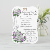 Hochzeitseinladung Weiß und Lavendel Rose Einladung (Stehend Vorderseite)