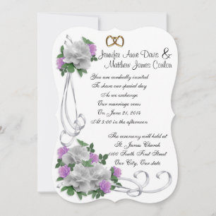 Hochzeitseinladung Weiß und Lavendel Rose Einladung
