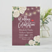 Hochzeitseinladung weiße Hydrangeas-Schnur-Lichter Einladung (Stehend Vorderseite)