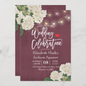 Hochzeitseinladung weiße Hydrangeas-Schnur-Lichter Einladung (Vorne/Hinten)