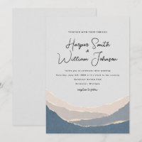 Hochzeitseinladung zu blauen zerrissenen Papieren