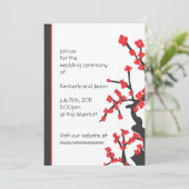 Hochzeitseinladung zu Roten Blüten Einladung (Stehend Vorderseite)