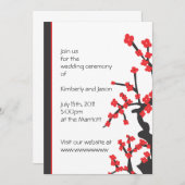 Hochzeitseinladung zu Roten Blüten Einladung (Vorne/Hinten)