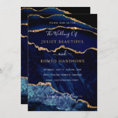 Hochzeitseinladung zum Hochzeitsfeiern mit blauem (Vorne/Hinten)