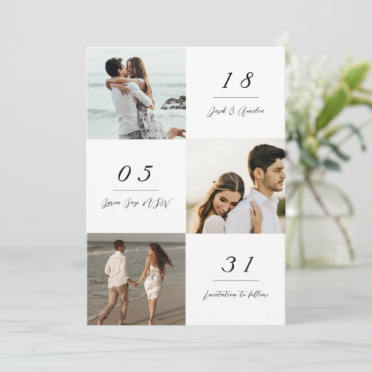 Hochzeitseinladung zum Minimalistischen Foto Einladung (Stehend Vorderseite)