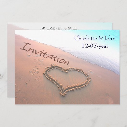 Hochzeitseinladung zum Strand Einladung (Vorne/Hinten)