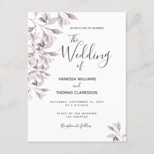 Hochzeitseinladung zur botanischen staubigen Rose Postkarte