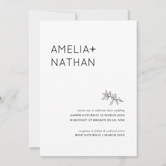 Hochzeitseinladung zur Minimalistischen Wildblume Einladung (Vorderseite)