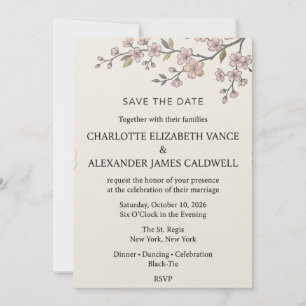 Hochzeitseinladung Zweig Kirschblüte Save the Date Einladung