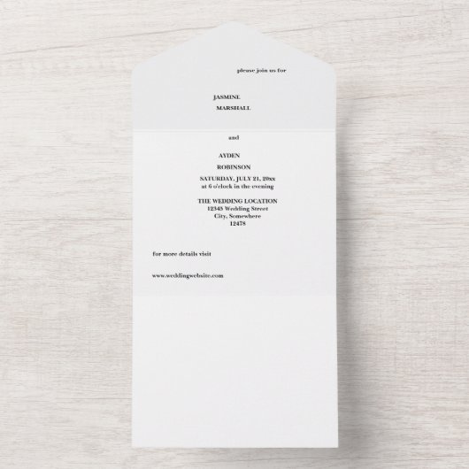 Hochzeitseinladungen. Alles in allem. Skript All In One Einladung (Innen)