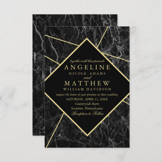 Hochzeitseinladungen aus Gold Einladung (Vorne/Hinten)