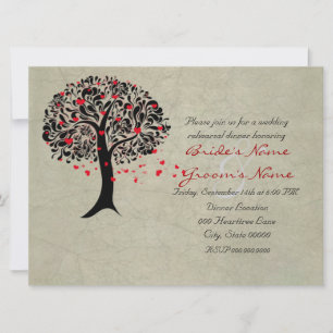 Hochzeitseinladungen 'Baum der roten Herzen' im Vi Einladung