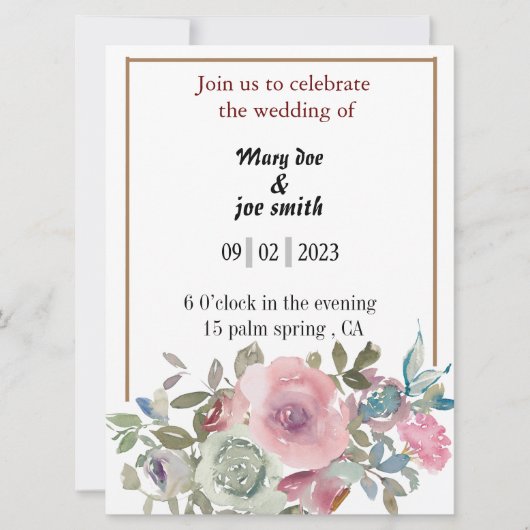 Hochzeitseinladungen Blumenwasser (Vorderseite)