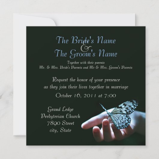 Hochzeitseinladungen des blauen Schwarzen des Einladung (Vorderseite)