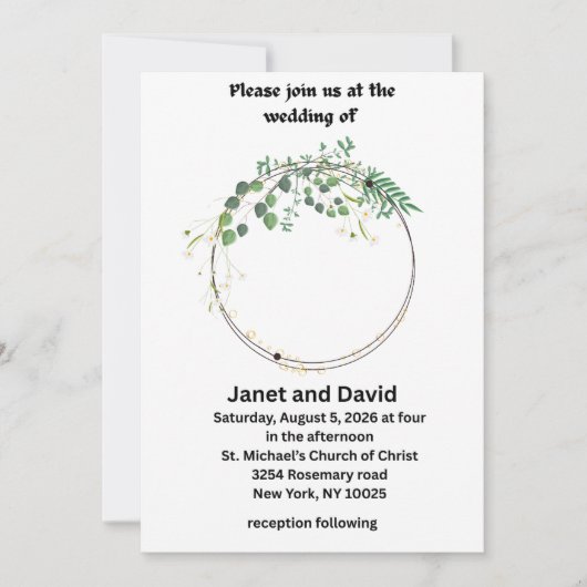 Hochzeitseinladungen Einladung (Vorderseite)