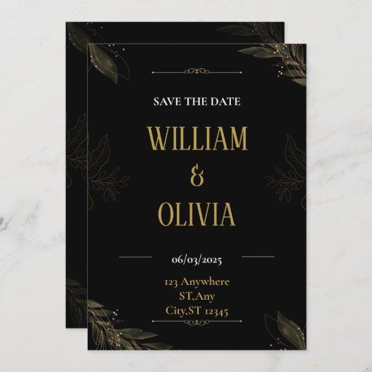 Hochzeitseinladungen. Feiertagskarte (Vorne/Hinten)