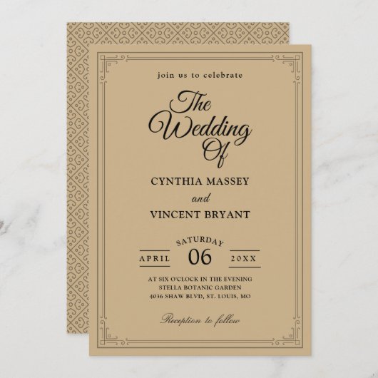 Hochzeitseinladungen für alten Western Einladung (Vorne/Hinten)