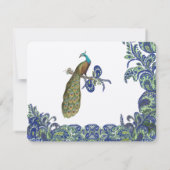 Hochzeitseinladungen für Blaue und Grüne Pfauenpfa Einladung (Rückseite)