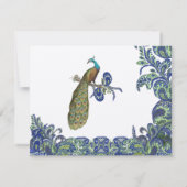 Hochzeitseinladungen für Blaue und Grüne Pfauenpfa Einladung (Rückseite)