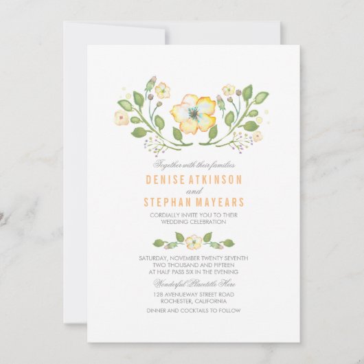 Hochzeitseinladungen für Gelbe Flora Einladung (Vorderseite)