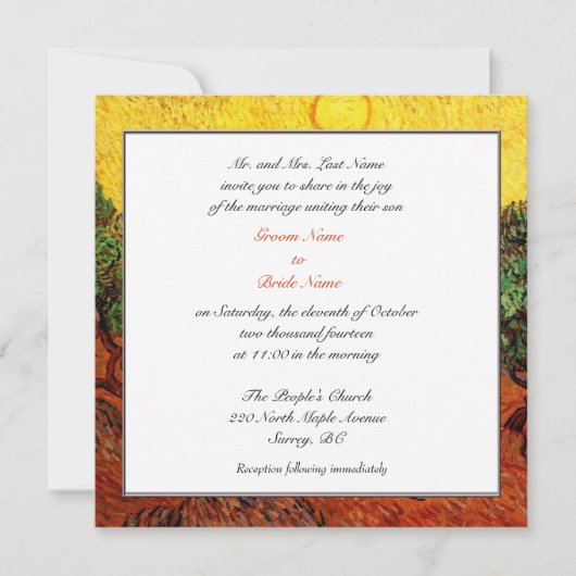 Hochzeitseinladungen für Groom-Eltern Einladung (Vorderseite)