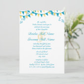 Hochzeitseinladungen für Junggebliebene in Blau un Einladung (Stehend Vorderseite)