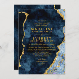 Hochzeitseinladungen für Navy Blue & Gold Foil Aga Einladung