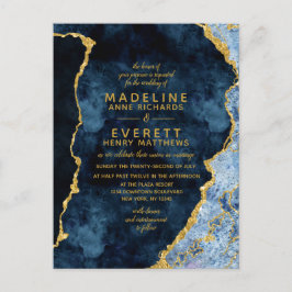 Hochzeitseinladungen für Navy Blue & Gold Foil Aga Einladungspostkarte