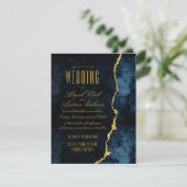 Hochzeitseinladungen für Navy Blue & Gold Foil Aga RSVP Karte (Stehend Vorderseite)