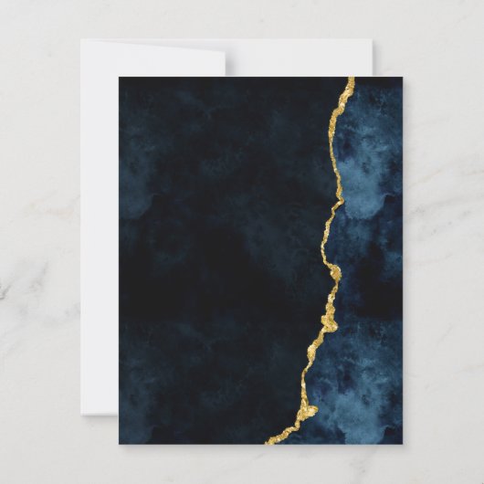 Hochzeitseinladungen für Navy Blue & Gold Foil Aga RSVP Karte (Rückseite)