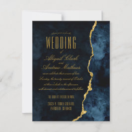 Hochzeitseinladungen für Navy Blue & Gold Foil Aga RSVP Karte