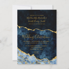 Hochzeitseinladungen für Navy Blue & Gold Foil Aga Save The Date