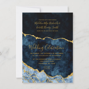Hochzeitseinladungen für Navy Blue & Gold Foil Aga Save The Date