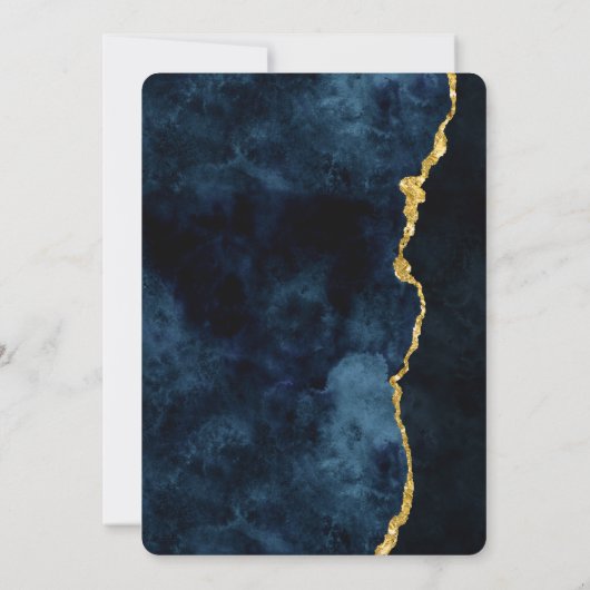 Hochzeitseinladungen für Navy Blue Gold Foil Einladung (Rückseite)