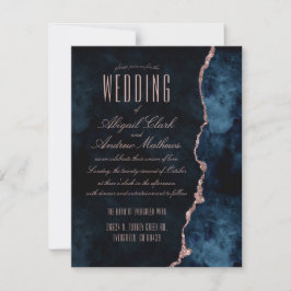 Hochzeitseinladungen für Navy Blue & Rose Gold Aga RSVP Karte