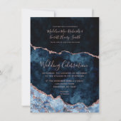 Hochzeitseinladungen für Navy Blue Rose Save The Date (Vorderseite)