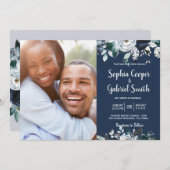 Hochzeitseinladungen für Navy Bohemisches Foto Einladung (Vorne/Hinten)