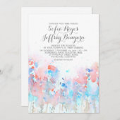 Hochzeitseinladungen für Wasserfarben - Blaupink-B Einladung (Vorne/Hinten)